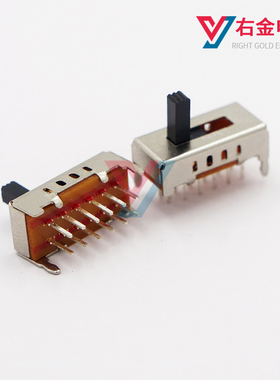 SS-24D02 4档12脚双排立式拨动开关 2只固定脚 四档滑动切换开关