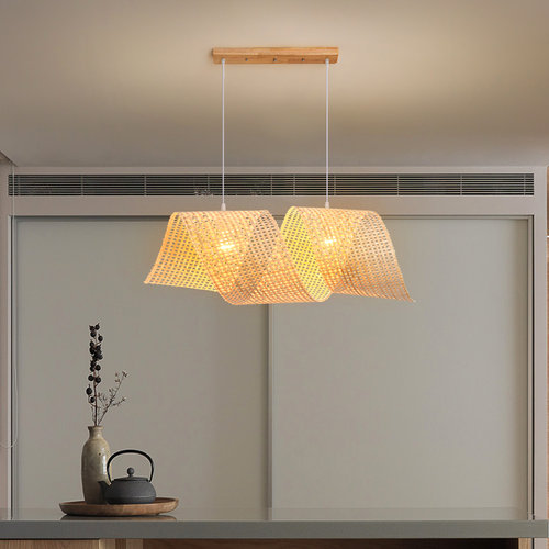 竹沁阁日式侘寂风手工编织客厅灯