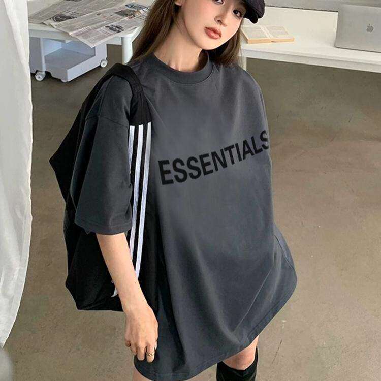 ESSENTIALS 正品夏季短袖圆领美式高街宽松中长款下身失踪纯棉T恤