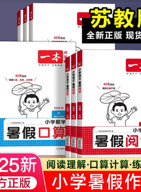 苏教版 一本暑假衔接阅读理解小学语文数学江苏版计算训练习题口算同步练字帖一升二年级升三升四升五升六年级312465年级暑假作业