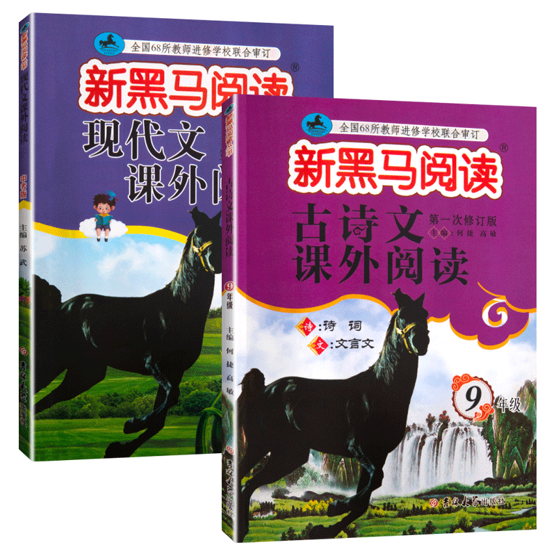 新黑马阅读九年级现代文+古诗文阅读训练全2本初中9九年级上下全一册阅读理解训练题一本语文阅读提高训练答题技巧辅导书