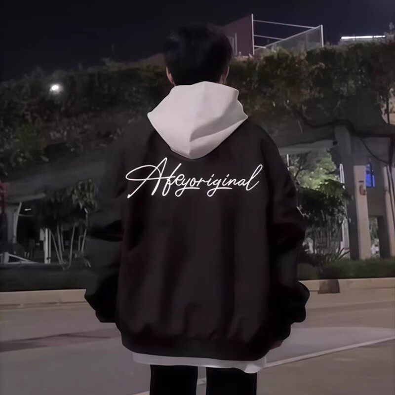 美式高街hiphop黑色棒球服外套男2025年百搭情侣款潮牌飞行服夹克