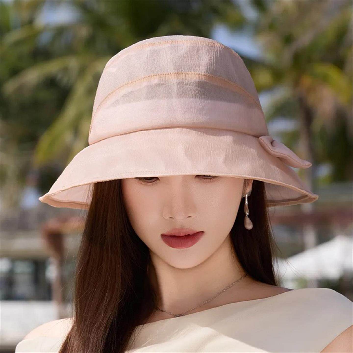 仿真丝帽子中年女士春夏季新品时尚妈妈洋气轻薄款遮阳防晒太阳帽