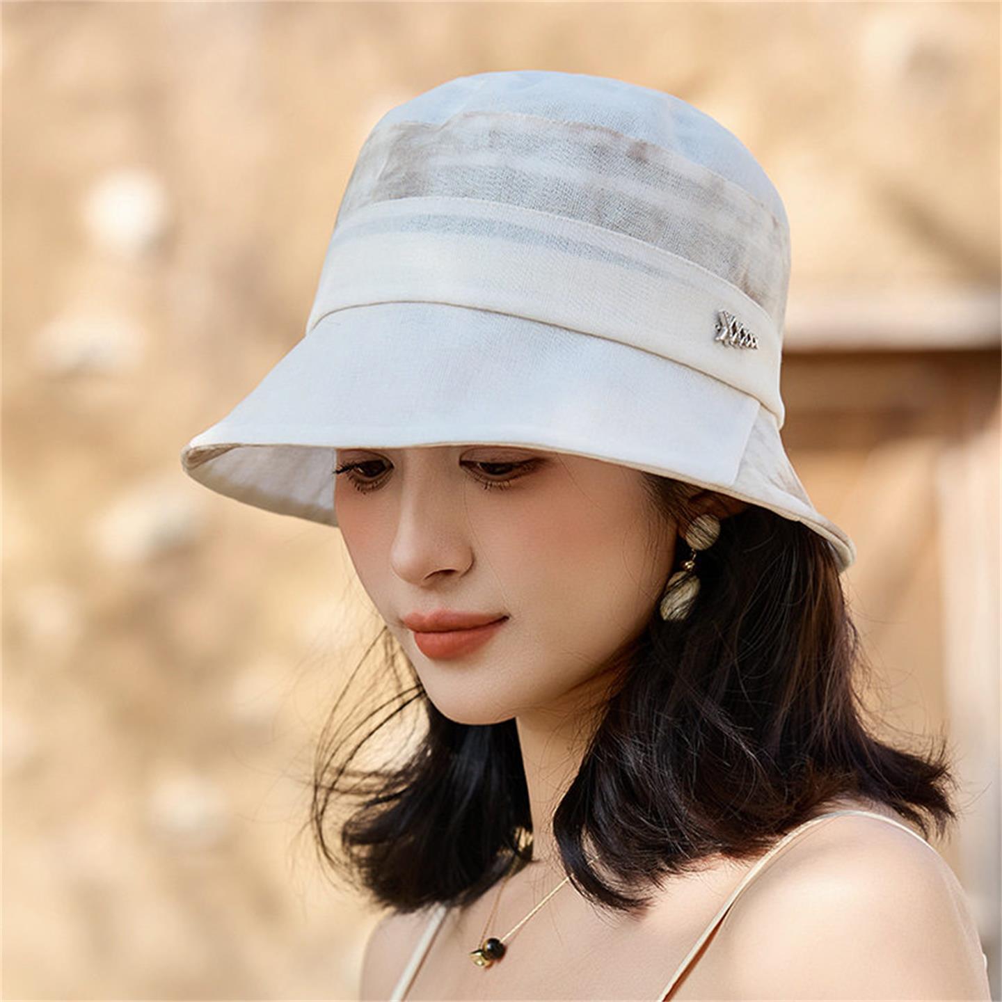 中年妈妈夏季薄款防晒遮阳渔夫帽