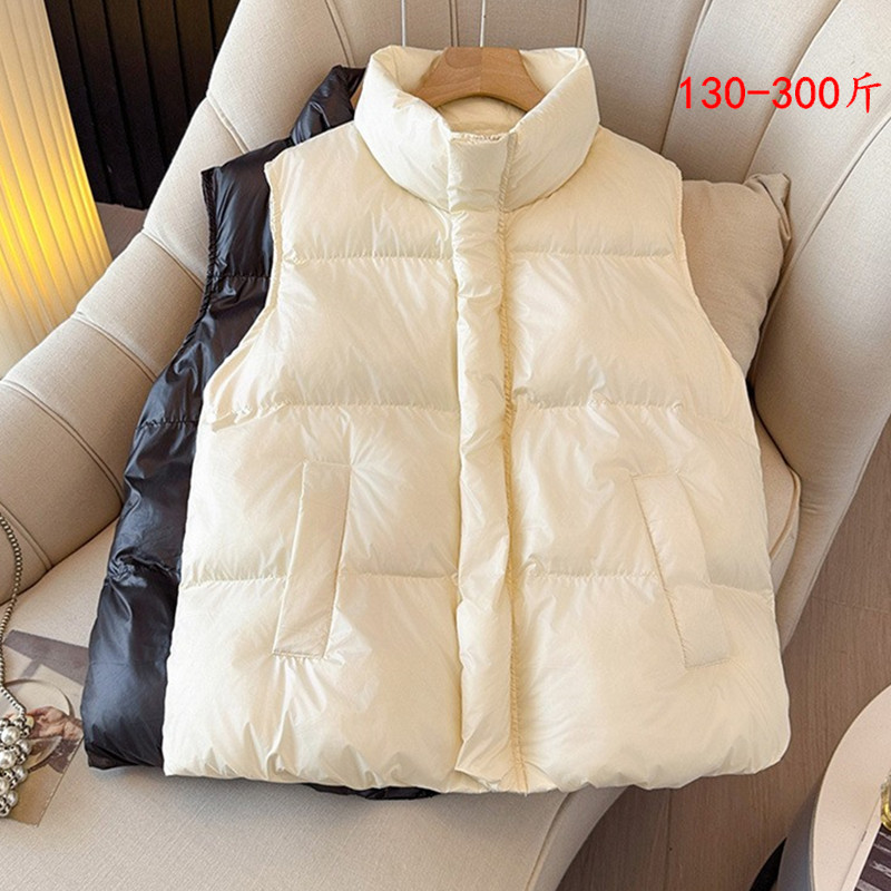 特大码无袖马夹立领保暖外套女冬