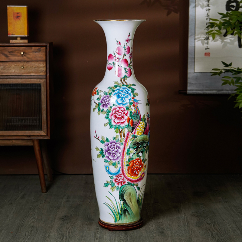 景德镇陶瓷高端手绘落地大花瓶客厅电视柜别墅酒店开业高摆件送礼