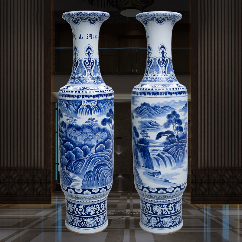 景德镇陶瓷手绘落地大花瓶