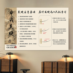 中式美睫注意事项海报宣传图贴纸美甲美睫纹绣美容墙面装饰挂画