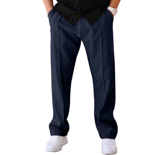 Pants Casual Men Waist Leg Loose Straight Drawstring Pleated