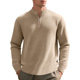 Zip Sleeve Pullover Sweatshirt Men Long Quilted Knit Sweater