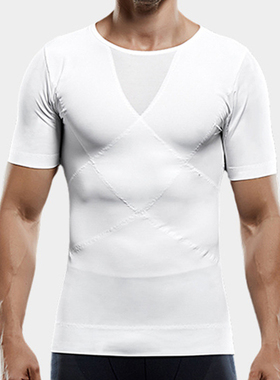 Mens Compression Shirt Short Sleeve Undershirt Slimming Ves