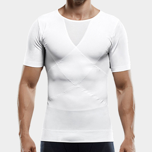 Mens Compression Shirt Short Sleeve Undershirt Slimming Ves