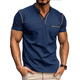 Short Cotton Sleeve Mens Shirts Casual Henley Classic