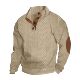 Casual Button Long Stand Mens Quarter Sleeve Collar Sweaters