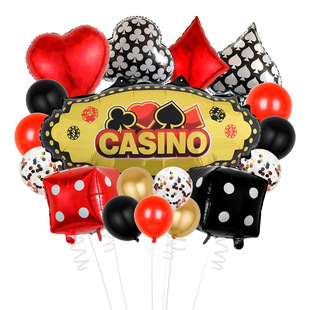 新款扑克牌铝膜铝箔气球 梅花方块红桃黑桃酒吧KTV赌场用装饰气球