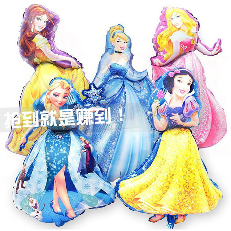 卡通大号可爱五公主气球长发公主装饰气球冰雪女王睡美人白雪公主