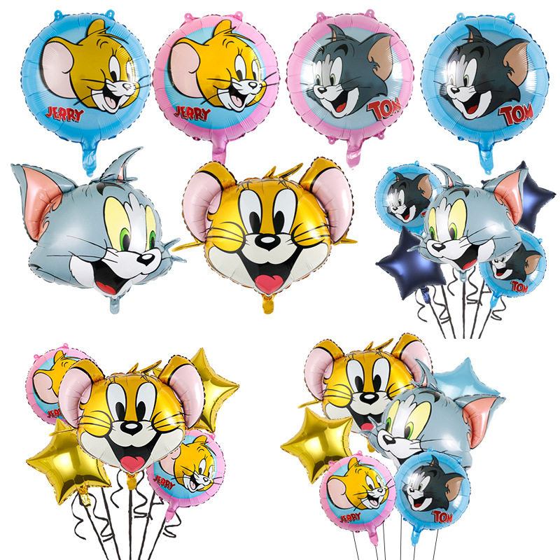 新款卡通汤姆和杰瑞铝膜气球套装猫和老鼠卡通气球派对生日气球