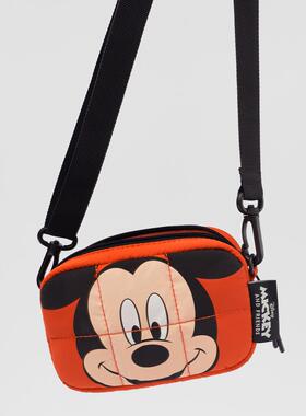 冬季橙色迷你方形卡通轻质软单肩包印花儿童女士手机斜挎包