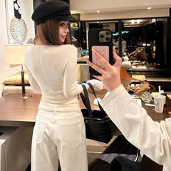 uuyeii 多色可机洗 ！加厚圆领羊毛打底衫女秋冬长袖修身上衣内搭