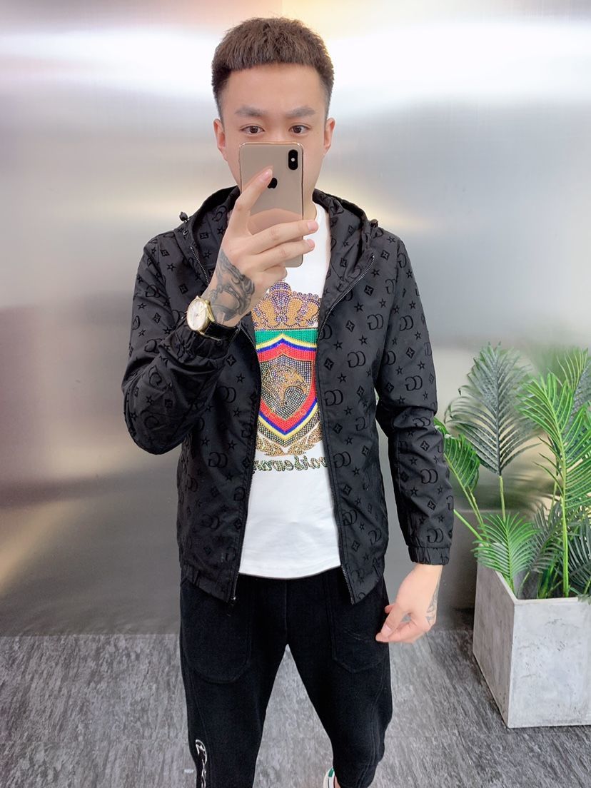 秋季新款连帽外套男士修身字母夹克时尚休闲百搭青年上衣薄款外套