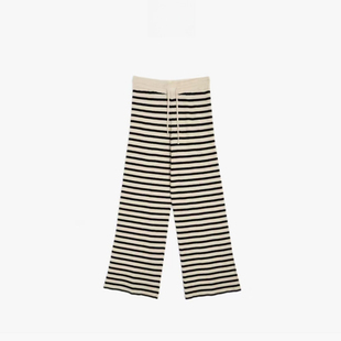 凉感拖地天丝亚麻条纹休闲裤 马赛海港 ASLEE