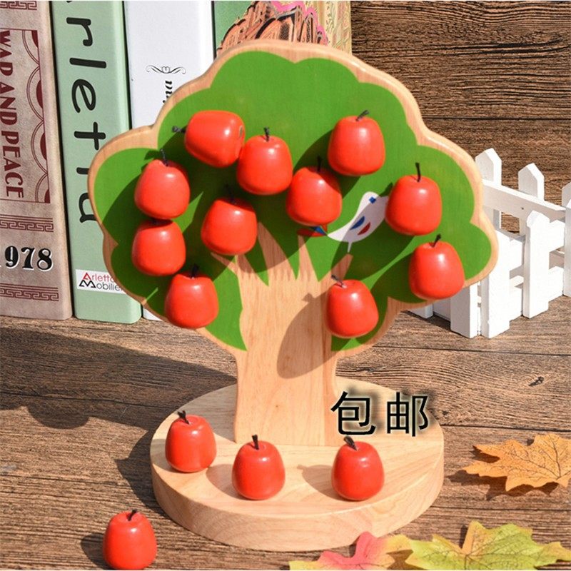 儿童早教玩具木制苹果树数数益智玩具宝宝动手玩具幼儿园早教用品