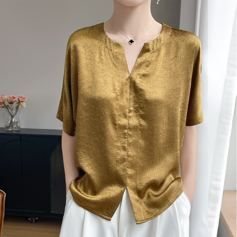 夏季新款简约肌理感褶皱衬衫宽松百搭显瘦时尚休闲上衣