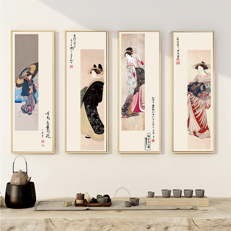 和风浮世绘日料餐厅挂画禅意日本居酒屋壁画日式风格仕女图装饰画