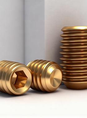 DIN916纯铜凹端紧定螺钉M234568M10厘机米无头内六角螺丝黄铜顶丝