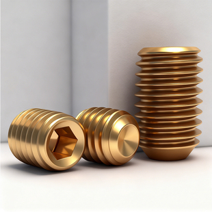 DIN916纯铜凹端紧定螺钉M234568M10厘机米无头内六角螺丝黄铜顶丝