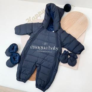 南方宝宝一件暖暖过冬冬季婴幼儿连帽羽绒服羽绒外套羽绒连体服
