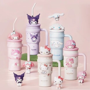 官方正品水杯女新款2026卡通大容量高颜值凯蒂猫保温杯吸管冰霸杯