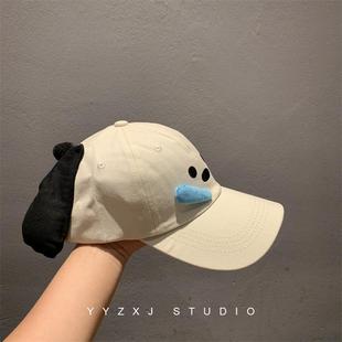 新款网红流鼻涕小狗棒球帽女生可爱遮阳渔夫帽流汗小狗帽子