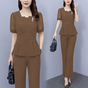 2024年新款 气质洋气减龄年轻妈妈两件套休闲装 女士装 套装 时尚 夏季
