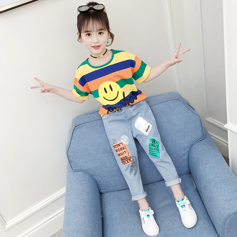 潮童装女童夏装套装2023新款小女孩夏季大儿童洋气短袖网红两件套