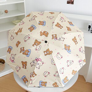 轻松熊黑胶太阳伞防晒防紫外线晴雨伞两用女折叠遮阳伞全自动ins