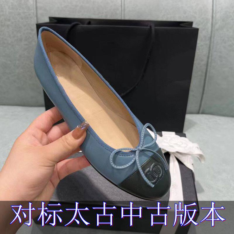 여성을위한 XIAOXIANGFENG 발레 신발 2024 봄 새로운 색상 여성을위한 플랫 신발과 일치하는 양모 신발 나비 축제 얕은 입 신발