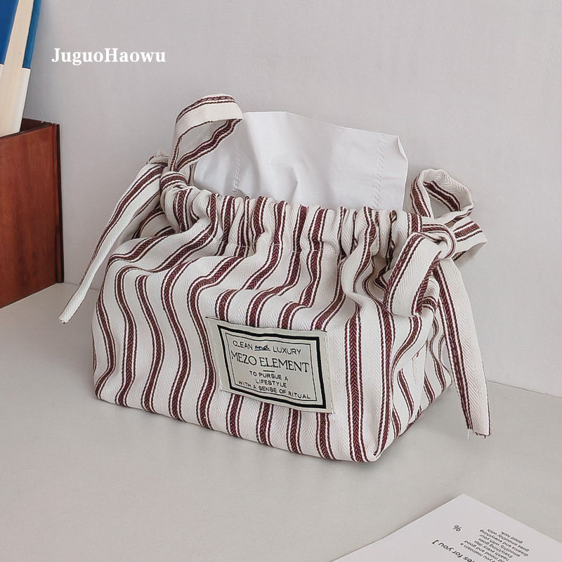 布艺条纹纸巾盒客厅卧室桌面车载车内纸巾袋轻奢简约北欧抽纸盒,收纳整理,纸巾盒,淘宝优惠券,粉丝福利购,淘宝优惠卷