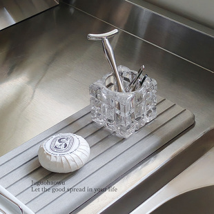 ins面霜挖取勺收纳盒镜柜浴室面膜勺子桌面放眼霜挑棒刷杂物收纳