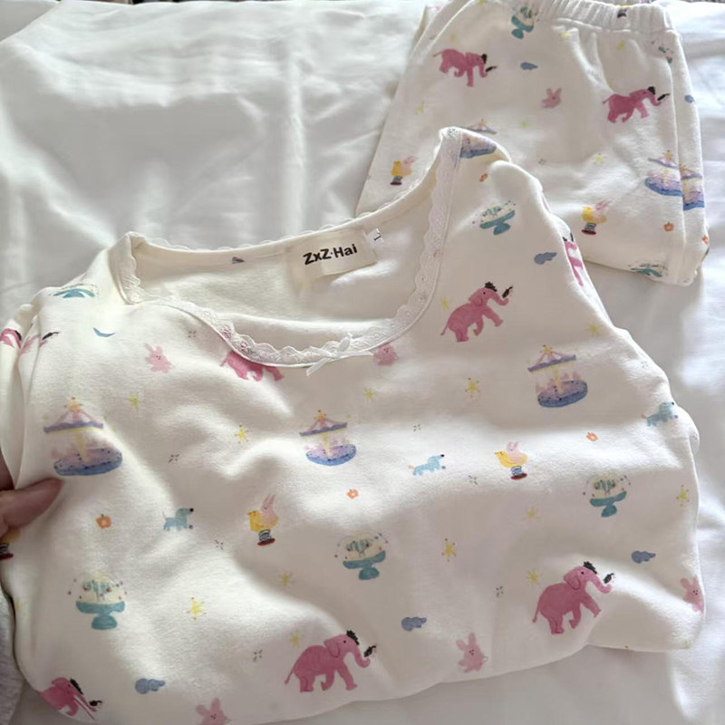 侘町2025新款保暖内衣游乐园大象秋冬长袖休闲打底内搭女秋衣秋裤,女士内衣/男士内衣/家居服,保暖套装,淘宝优惠券,粉丝福利购,淘宝优惠卷