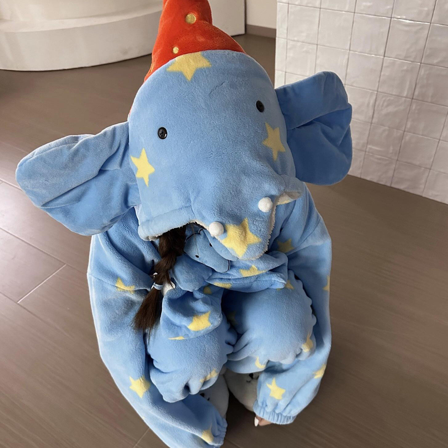 侘町2025秋冬季新款笨笨大象法兰绒连体睡衣女套装加绒加厚家居服