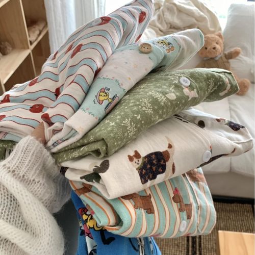 侘町2025年新款纯棉磨毛加厚家居服翻领长袖睡衣女套装休闲可外穿