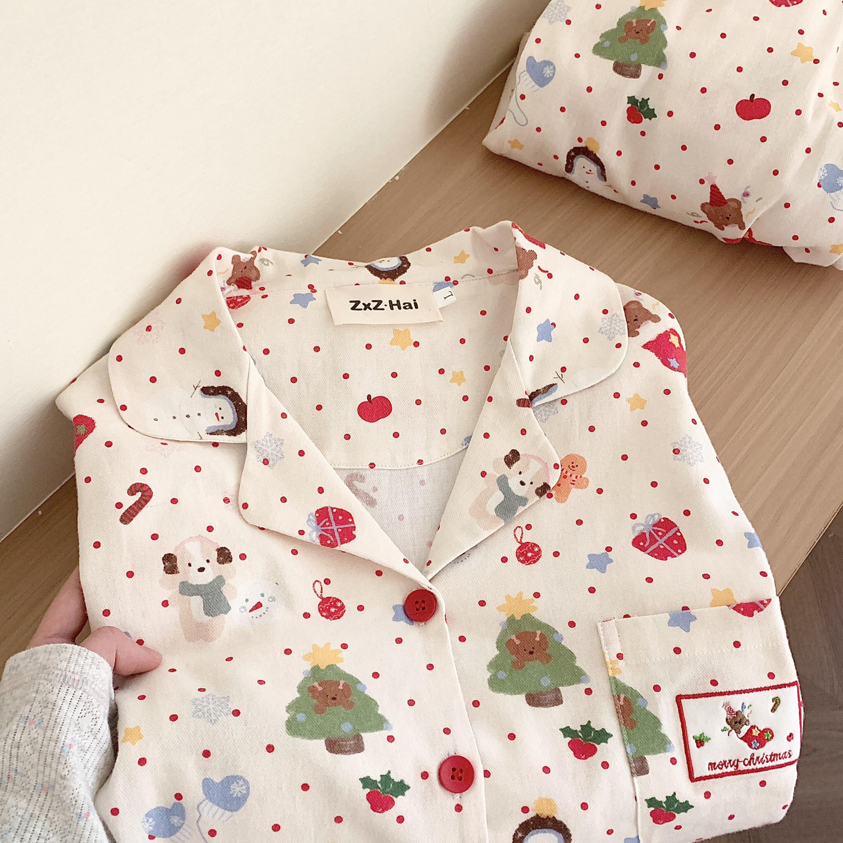 侘町2026年家居服新款波点小雪人纯棉可外穿睡衣女款春秋休闲套装,女士内衣/男士内衣/家居服,睡衣/家居服套装,淘宝优惠券,粉丝福利购,淘宝优惠卷