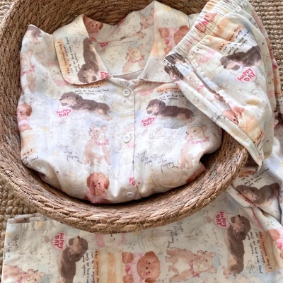 侘町狗狗乐园睡衣女款2025新款春秋纯棉可外穿长袖卡通家居服套装