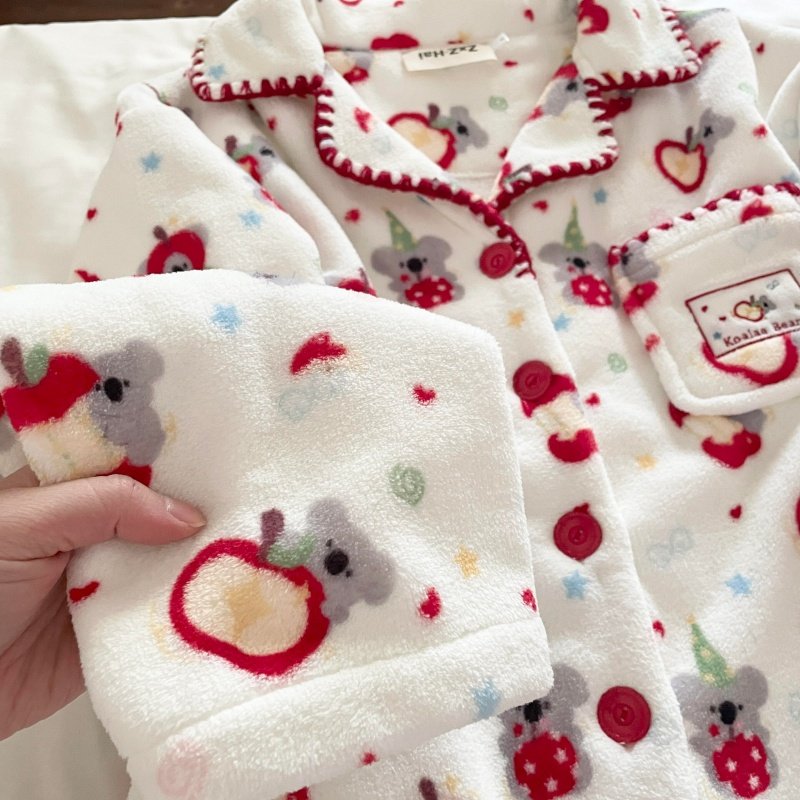 侘町苹果星星考拉2025新款秋冬季法兰绒卡通睡衣女可外穿休闲套装,女士内衣/男士内衣/家居服,睡衣/家居服套装,淘宝优惠券,粉丝福利购,淘宝优惠卷