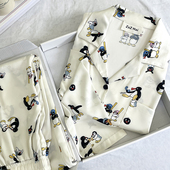 米白pingu长袖 睡衣女夏款 冰丝家居服套装 侘町2024新款 卡通春秋款