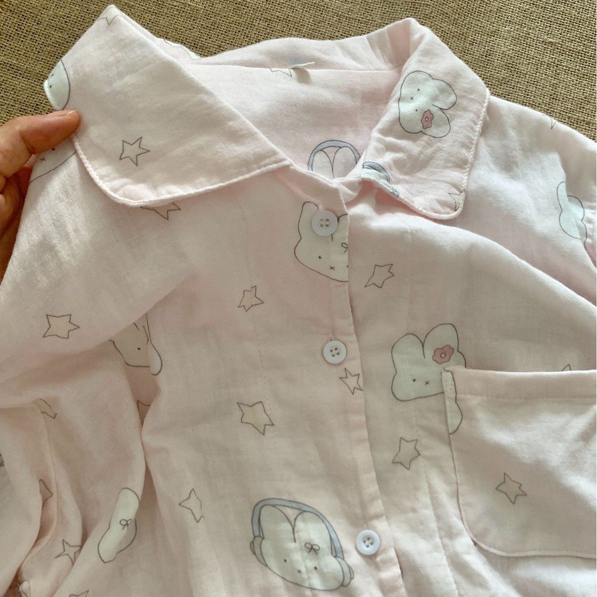 侘町2025新款米菲兔全棉双层纱翻领长袖长裤睡衣可爱少女家居服,女士内衣/男士内衣/家居服,睡衣/家居服套装,淘宝优惠券,粉丝福利购,淘宝优惠卷