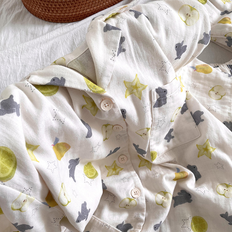 侘町2025年新款杨桃小灰兔纯棉短袖短裤女睡衣夏季卡通家居服套装