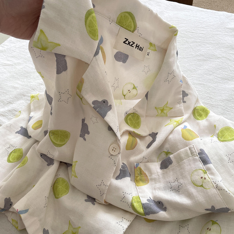 侘町2025年新款杨桃小灰兔纯棉长袖居家睡衣套装春秋季卡通家居服