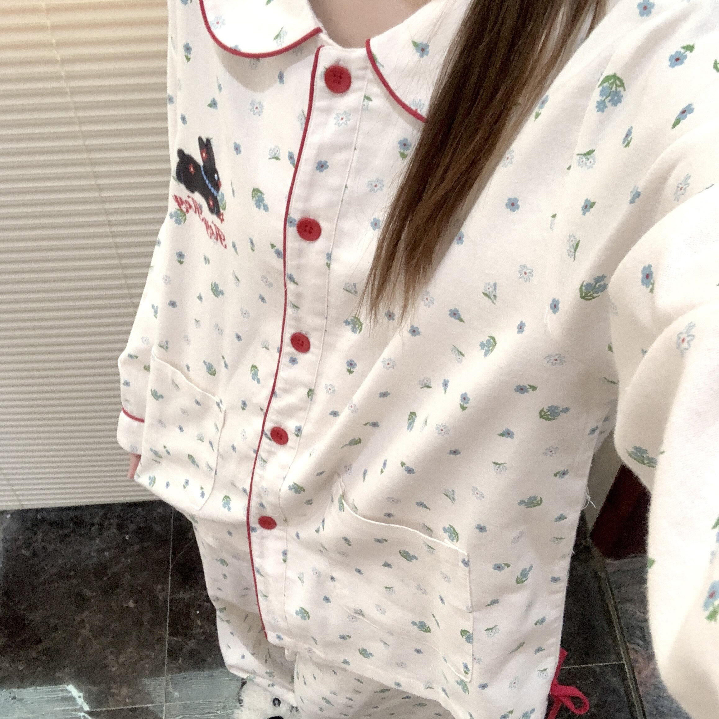 侘町2025秋冬新款碎花小灰兔长袖休闲少女睡衣纯棉卡通磨毛家居服,女士内衣/男士内衣/家居服,睡衣/家居服套装,淘宝优惠券,粉丝福利购,淘宝优惠卷